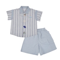 Bộ cộc bé trai KidsPlaza kẻ sơ mi M26H (Xanh)