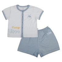 Bộ cộc cài giữa KidsPlaza cute hippo HN26H (Trắng xanh)