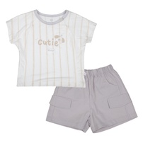 Bộ cộc bé trai KidsPlaza in cutie Woof HN26H (Trắng tím)