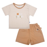 Bộ cộc tay bé trai KidsPlaza in camping Forest HN26H (Be nâu)