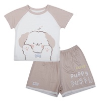 Bộ quần áo cộc tay bé trai KidsPlaza in cute puppy HN26H (Trắng nâu) 