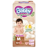 Bỉm - Tã quần Bobby Organic size M 52 + 2 miếng (cho bé 6 - 11kg)