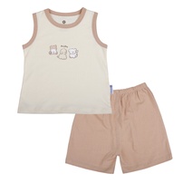 Bộ cộc ba lỗ bé trai KidsPlaza rayon in cún M26H (Vàng nâu)