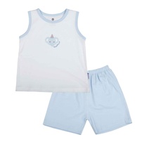 Bộ ba lỗ bé trai KidsPlaza rayon in voi M26H (Trắng xanh)