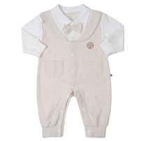 Bộ body dài tay bé trai KidsPlaza kẻ gắn nơ HN25T (Nâu)