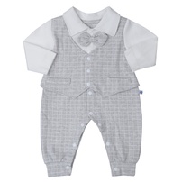 Bộ body dài tay bé trai KidsPlaza kẻ ô HN25T (Ghi)