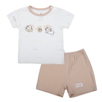 Bộ quần áo cộc tay cài vai KidsPlaza in cún M26H (Trắng nâu) 