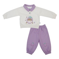 Bộ dài bé gái KidsPlaza nỉ in dâu HN26D (Trắng tím)