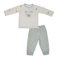 Bộ dài cài vai KidsPlaza LStar in gấu ND26T (Xanh cốm)