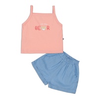 Bộ yếm Kidsplaza in gấu AT23H (Hồng) 9-12M