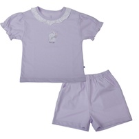 Bộ quần áo cộc tay bé gái KidsPlaza in thỏ sweet love HN26H (Tím)