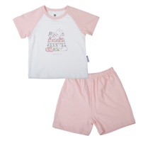Bộ quần áo cộc tay bé gái KidsPlaza rayon in thỏ M26H (Trắng hồng) 