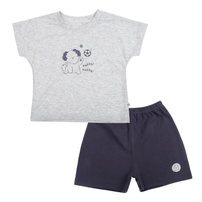 Bộ quần áo cộc tay bé trai KidsPlaza in chữ ND26H (Ghi) 