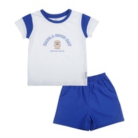 Bộ quần áo cộc tay bé trai KidsPlaza in gấu TT26H (Trắng xanh)