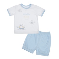 Bộ quần áo cộc tay cài vai KidsPlaza Otis in cá heo ND24H (Xanh)