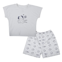Bộ quần áo cộc tay cotton KidsPlaza in dog ND26H (Trắng)