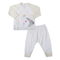 Bộ quần áo dài cài lệch KidsPlaza kẻ in cá TT25H (Trắng be)
