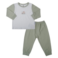 Bộ quần áo dài tay bé trai KidsPlaza rayon in hello M25T (Màu xanh)