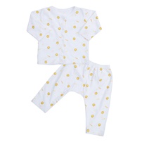 Bộ quần áo dài tay cài giữa O!Baby in gà con DN24 (Trắng)
