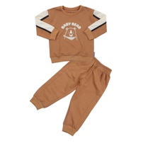 Bộ quần áo dài tay da cá bé trai in gấu Baby KidsPlaza TT23T (Nâu)