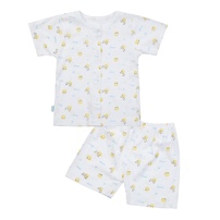 Bộ quần cộc tay O!baby in sư tử DN24 (Trắng vàng)