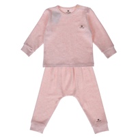 Bộ sơ sinh cài vai cotton nhung kẻ tăm Mamago (Hồng Cam) 12M