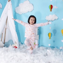 Bộ cotton tay dài kẻ ngang in hình ngôi sao Mamago M19 