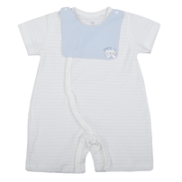 Bộ body cộc bé trai KidsPlaza cổ yếm kẻ ngang ND26H (Trắng xanh) 