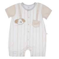 Bộ body cộc KidsPlaza túi ngực in cún Woof HN26H (Trắng be)