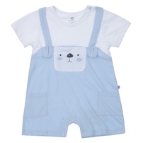 Body cộc tay bé trai KidsPlaza mặt cún HN24H (Trắng xanh)