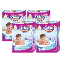 Combo 4 bịch bỉm - Tã dán Bobby size M 76 miếng (cho bé 6 - 11kg)