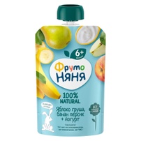 Trái cây nghiền, táo, lê, chuối, đào, sữa chua Fruto 90g
