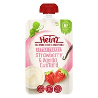 Dinh dưỡng hữu cơ custard dâu và vani Heinz 120g (dành cho trẻ từ 8M+)