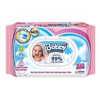 Khăn ướt Bobby 100m có nắp (Khuyến mại không bán)