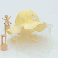 Mũ vành bé gái phủ voan Kidsplaza thêu kỳ lân DN26 (Vàng)