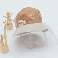 Mũ vành bé trai phủ voan Kidsplaza thêu voi DN26 (Nâu)