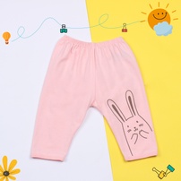 Quần dài sơ sinh đáp đũng Mamago Vera in hình chú thỏ cầm tay K19 (Hồng)
