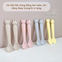 Set 2 thìa silicone hình thỏ/mèo Honper HP201 (Màu ngẫu nhiên)