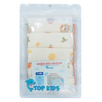 Set 5 khăn sữa Muslin Topkids 4 lớp AC25 (25x25)