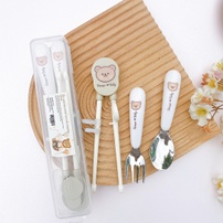 Set đũa kèm thìa dĩa cho bé Honper hình gấu HP-128