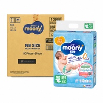 [THÙNG] Bỉm - Tã dán Moony xanh size NB90 - 3 bịch (< 5kg)