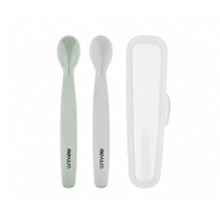 Set 2 thìa ăn dặm silicone Moyuum Premium (Xanh ghi)
