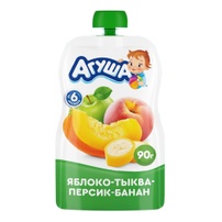 Trái cây nghiền vị táo, đào, chuối và bí ngô Agusha 90g, gói dành cho bé từ 6M+