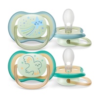 Ty ngậm silicon thông khí dạ quang Philips Avent đôi SCF376/18 (0-6M) Xanh Vàng