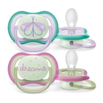Ty ngậm silicon thông khí dạ quang Philips Avent đôi SCF376/19 (0-6M) Hồng Xanh