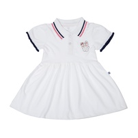 Váy bé gái polo KidsPlaza tay bèo thêu thỏ HN23H (Trắng)