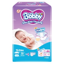 Bỉm - Tã dán Bobby size NB 70 miếng (cho bé 