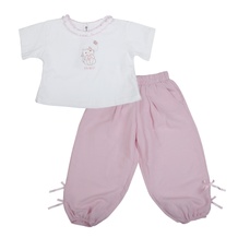 Bộ cộc cổ bèo KidsPlaza in mèo AT26H (Trắng hồng)