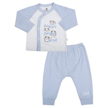 Bộ dài cài lệch KidsPlaza in cún M26H (Xanh)