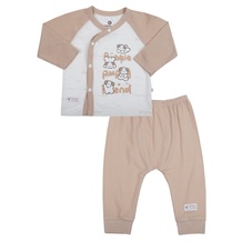 Bộ dài cài lệch KidsPlaza in cún M26H (Trắng nâu)